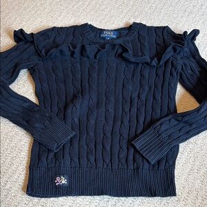 Polo by Ralph Lauren girls Navy Cable Knit Sweater